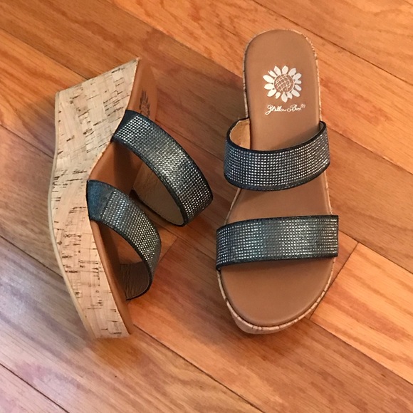 Yellow Box Shoes - Yellow Box Wedges Heels Black Size 6